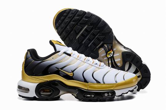 Cheap Nike Air Max Plus White Black Golden TN Men's Shoes-262 - Click Image to Close